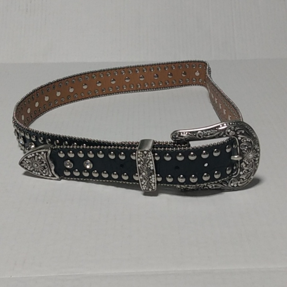 Nocona Women's Black Croc Rhienstone Belt Size L